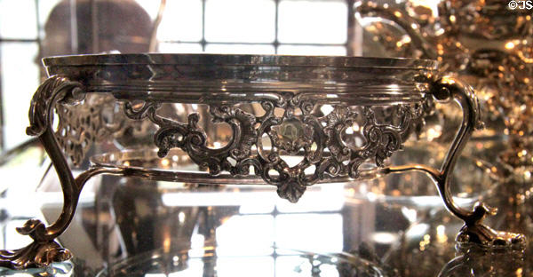 Silver Rococo dish ring (1766-7) by Ker & Dempster of Edinburgh at Museum of Edinburgh. Edinburgh, Scotland.