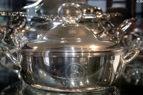 Silver casserole dish (1795-6) from London at Museum of Edinburgh. Edinburgh, Scotland.