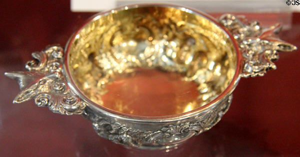 Silver quaich with foxes & grouse (1829-30) by Alexander Edmondstoune & J&W Marshall of Edinburgh at Museum of Edinburgh. Edinburgh, Scotland.