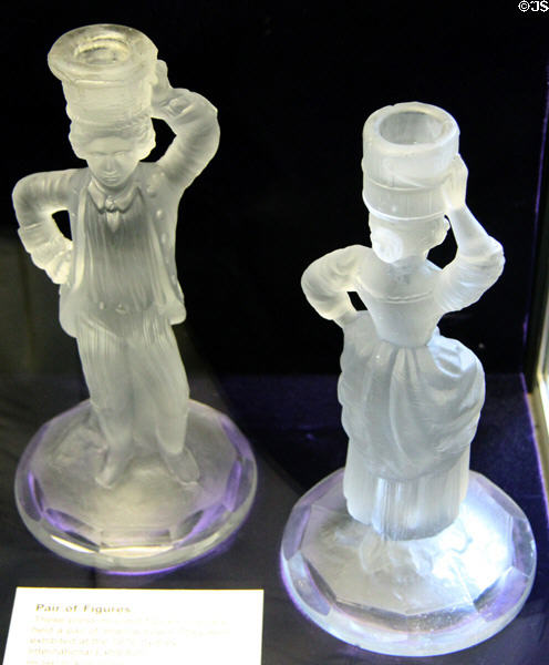 Press molded glass figures (1879) at Museum of Edinburgh. Edinburgh, Scotland.