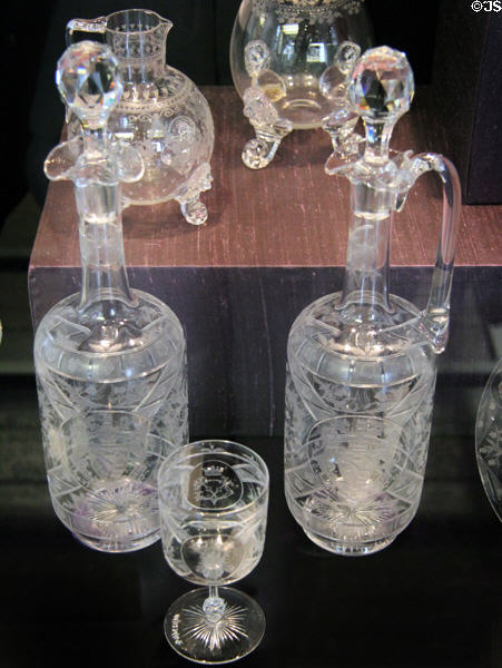 Glass vessels from Royal Wedding Service (1893) at Museum of Edinburgh. Edinburgh, Scotland.