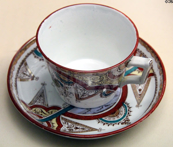 Porcelain cup by J&MP B & Co. Ltd. aka The Glasgow Pottery at Museum of Edinburgh. Edinburgh, Scotland.