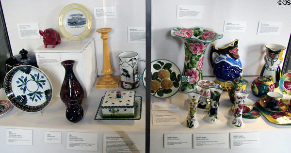 Collection of pottery from Kirkcaldy, Scotland (including Fife Pottery, Methven, & Wemyss Ware brands) at Museum of Edinburgh. Edinburgh, Scotland.