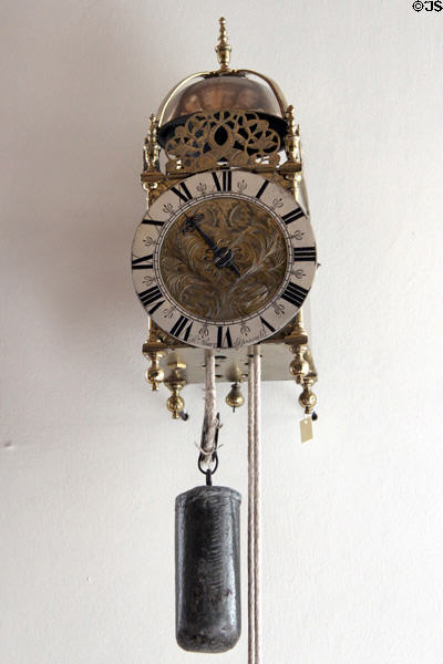 Pendular wall clock by Thomas Moore of Ipswich at Gladstone's Land tenement house. Edinburgh, Scotland.