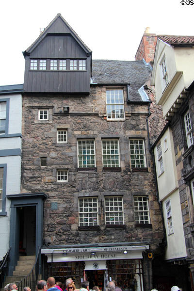 Moubray House (c1477 foundation & early 17th C facade) to left of John Knox House. Edinburgh, Scotland.