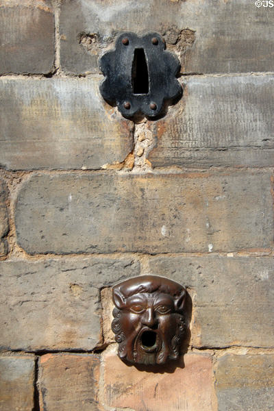 Well head details in front of John Knox House. Edinburgh, Scotland.