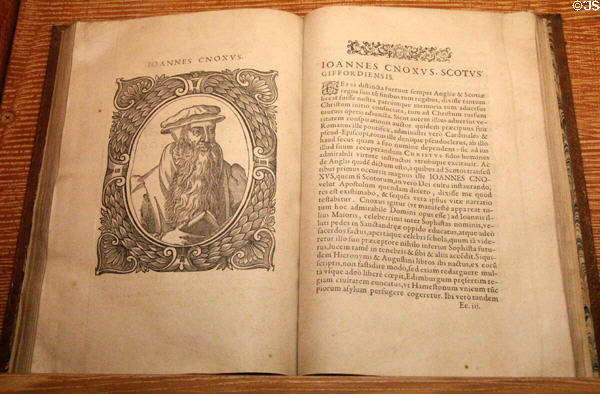John Knox plate in Icones book (1580) by Theodore Beza at John Knox House. Edinburgh, Scotland.