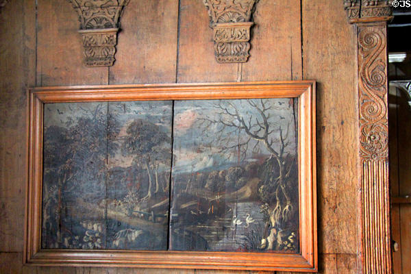 Landscape painting (18thC) in Oak room at John Knox House. Edinburgh, Scotland.