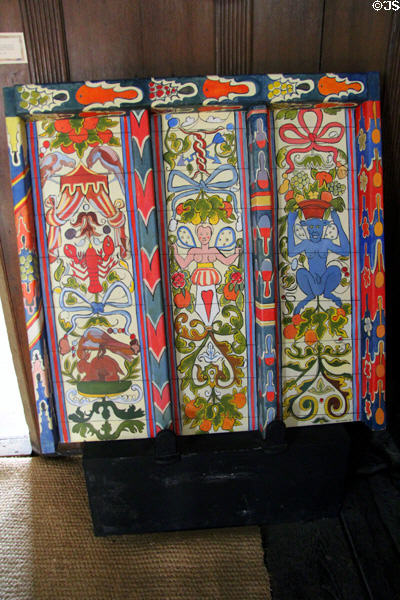 Reproduction of Oak room ceiling in original colors at John Knox House. Edinburgh, Scotland.