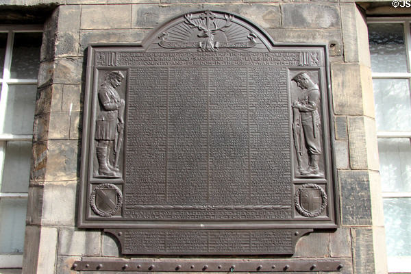WWI memorial plaque on front of Canongate Tollbooth. Edinburgh, Scotland.