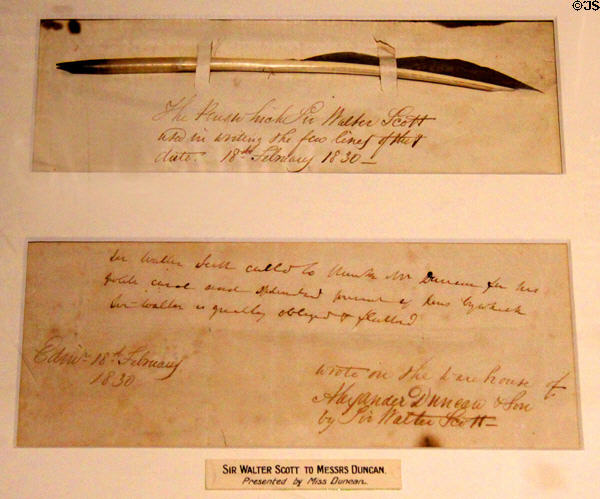 Sir Walter Scott's quill pen (1830) at Writers' Museum. Edinburgh, Scotland.