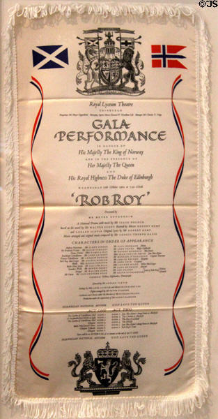 Souvenir program for Gala Performance of Scott's Rob Roy (1962) at Writers' Museum. Edinburgh, Scotland.