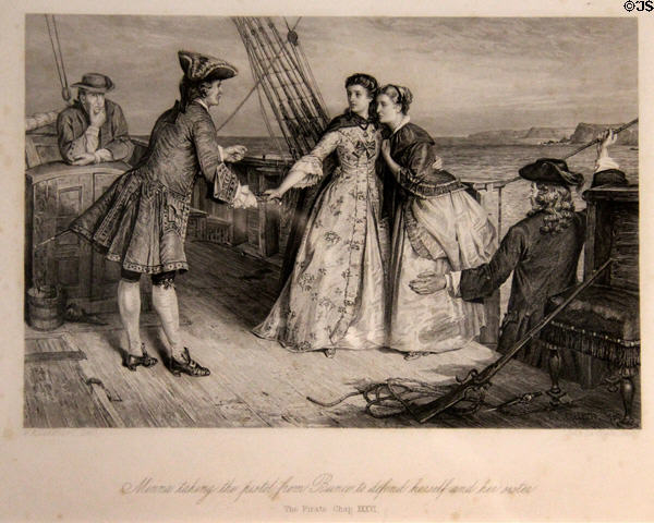 The Pirate engraving (c1822) for Scott's novel at Writers' Museum. Edinburgh, Scotland.