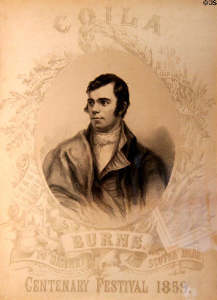 Robert Burns graphic for Centenary Festival (1859) at Writers' Museum. Edinburgh, Scotland.