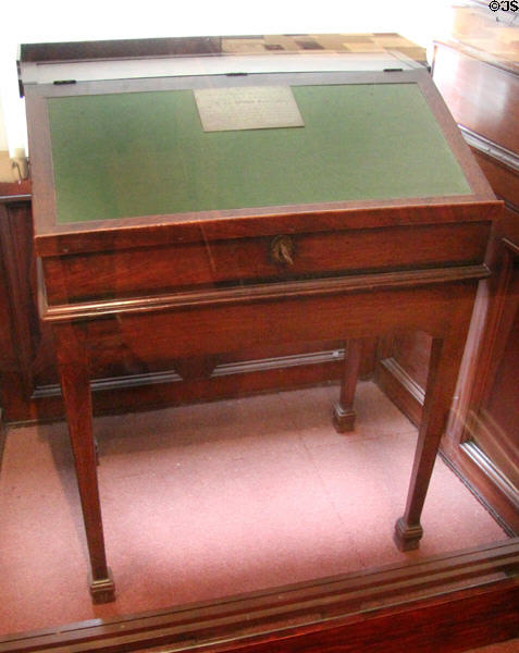 Writing desk (late 18th C) used by Robert Burns until his death in 1796 at Writers' Museum. Edinburgh, Scotland.