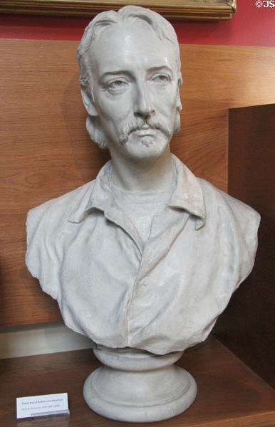 Robert Louis Stevenson plaster bust by D.W. Stevenson at Writers' Museum. Edinburgh, Scotland.
