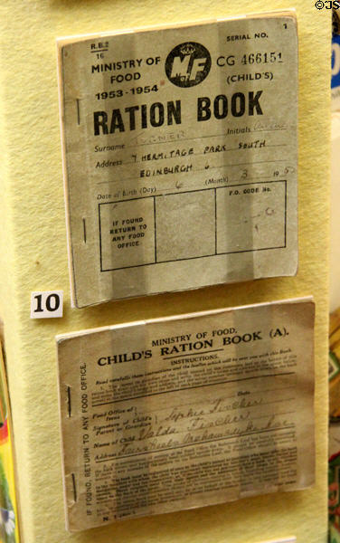 Ration books for children (WWII & after) at Museum of Childhood. Edinburgh, Scotland.