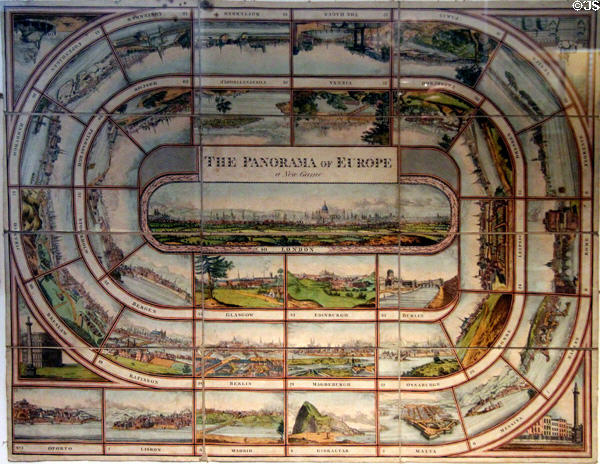 Panorama of Europe race game (c1815) by J.&E. Wallis of London at Museum of Childhood. Edinburgh, Scotland.