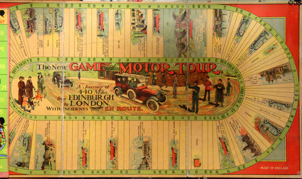 New Game of Motor Tour (c1900) show journey from Edinburgh to London at Museum of Childhood. Edinburgh, Scotland.