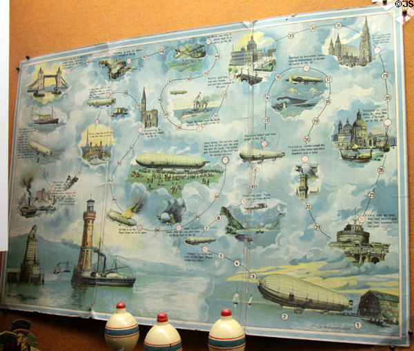 Voyage through the Clouds game with airships racing through Europe (1910) by J.W. Spear & Sons of London at Museum of Childhood. Edinburgh, Scotland.