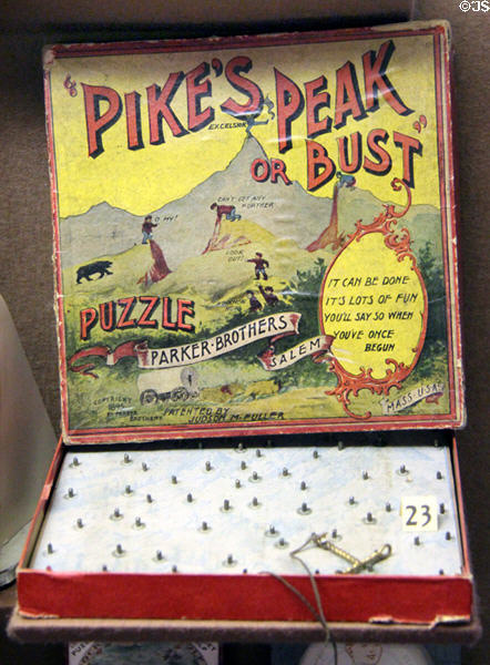 Pike's Peak or Bust puzzle game (1895) by Parker Brothers of Salem at Museum of Childhood. Edinburgh, Scotland.