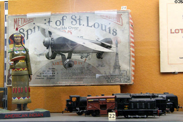 Model kits including Lindbergh's Spirit of St Louis (1934) by Metalcraft at Museum of Childhood. Edinburgh, Scotland.