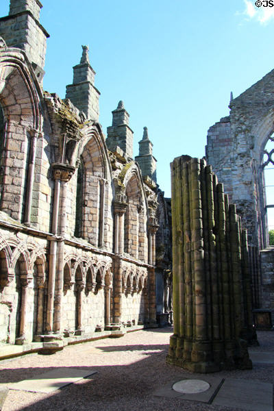 Nave ruins of Holyrood Abbey. Edinburgh, Scotland.