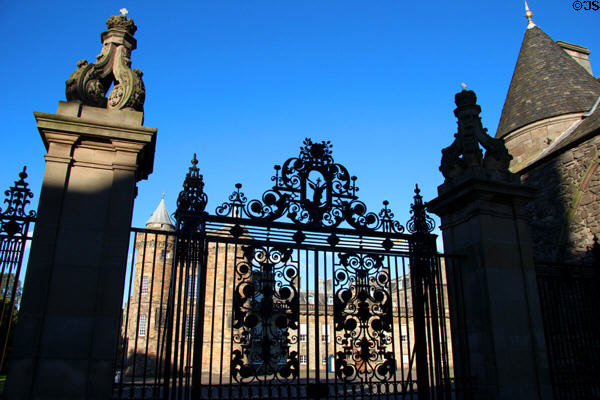 Wrought-iron gate (1922) at Holyrood Palace. Edinburgh, Scotland.