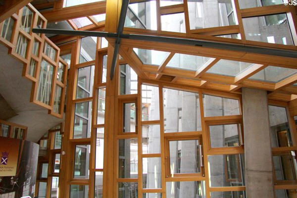 Array of window openings at Scottish Parliament. Edinburgh, Scotland.