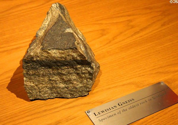 Lewisian Gneiss oldest rock in Scotland at Our Dynamic Earth. Edinburgh, Scotland.