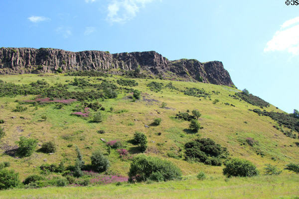 Salisbury Crags rock formation of Arthur's Seat extinct volcano. Edinburgh, Scotland.