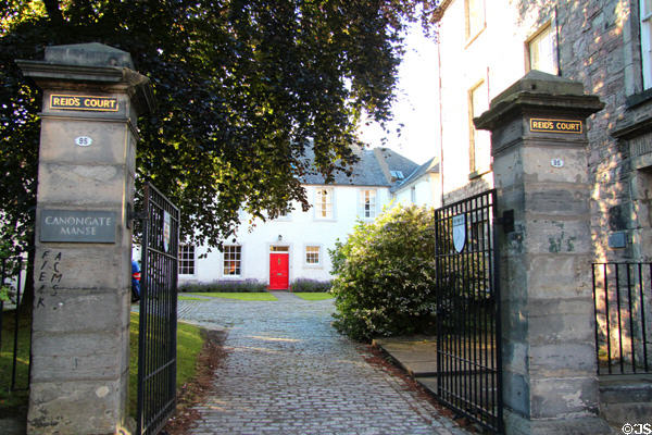 Entrance gate to Canongate Manse on Reid's Court. Edinburgh, Scotland.