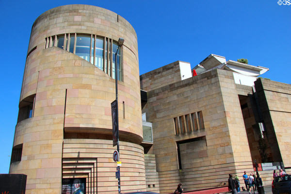 Modern circular entrance tower (1998) of National Museum of Scotland. Edinburgh, Scotland.