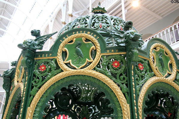 Detail of dome of cast iron drinking fountain (1880s) by Walter Macfarlane & Co. of Glasgow at National Museum of Scotland. Edinburgh, Scotland.