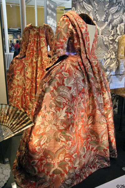 Silk & metal thread Sacque dress (late 1740s) from Britain at National Museum of Scotland. Edinburgh, Scotland.