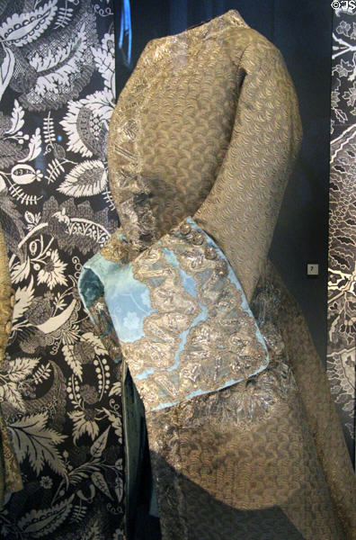 Silk & lace gentleman's coat (c1740) from England at National Museum of Scotland. Edinburgh, Scotland.