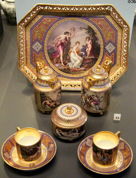Porcelain coffee set for two (late 18th- early 19thC) from Vienna, Austria at National Museum of Scotland. Edinburgh, Scotland.