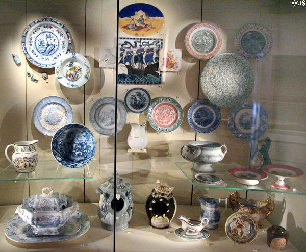 Collection of Glasgow area pottery as far back as 1748 at National Museum of Scotland. Edinburgh, Scotland.