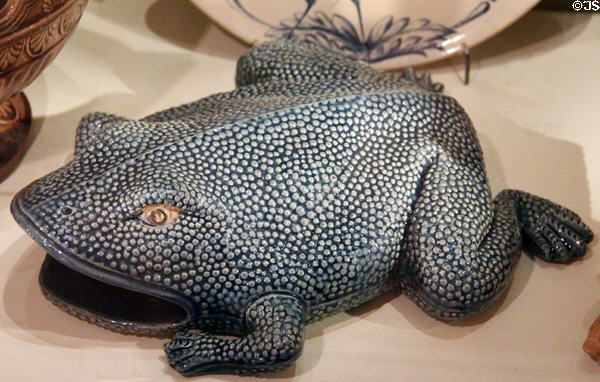 Moon toad based on Chinese designs (c1880s) by Peter Gardner's Dunmore Pottery at National Museum of Scotland. Edinburgh, Scotland.