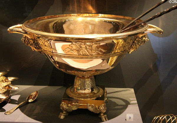 Punch bowl with Neptune from tea service of Emperor Napoleon (1810) by Martin-Guillaume Biennais of Paris at National Museum of Scotland. Edinburgh, Scotland.