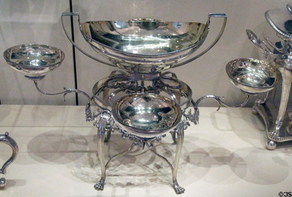 Silver epergne (1806-7) by Patrick Cunningham & Sons of Edinburgh at National Museum of Scotland. Edinburgh, Scotland.