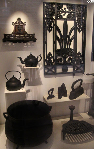 Collection of Scottish cast iron wares & art (c19thC) at National Museum of Scotland. Edinburgh, Scotland.
