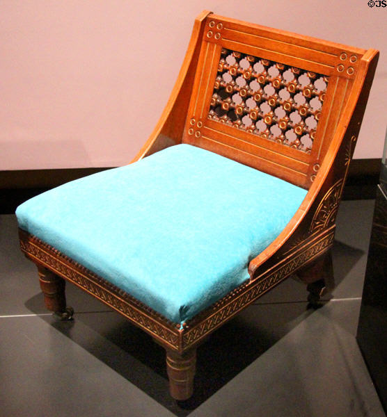 Egyptian Revival chair (c1880) by Christopher Dresser made by Chubb & Sons or Thomas Knight of England at National Museum of Scotland. Edinburgh, Scotland.