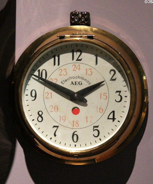 Synchronous electric clock (1910) by Peter Behrens of AEG at National Museum of Scotland. Edinburgh, Scotland.