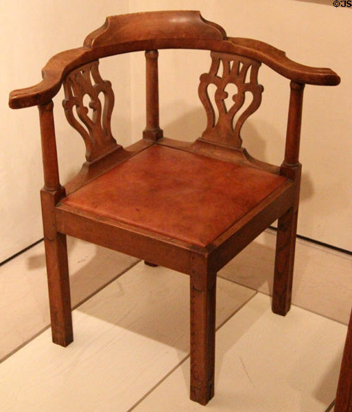 Corner armchair (c1900) by Sir Robert Lorimer made by Whytock & Reid of Edinburgh at National Museum of Scotland. Edinburgh, Scotland.