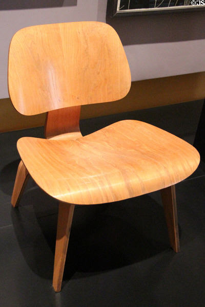 Lounge Chair Wood (LCW) (1945) by Charles & Ray Eames made by Herman Miller USA (1953) at National Museum of Scotland. Edinburgh, Scotland.
