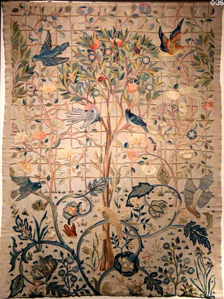 Embroidered hanging (1900-10) by Mary Morris (daughter of William Morris) & Theodosia Middlemore at National Museum of Scotland. Edinburgh, Scotland.