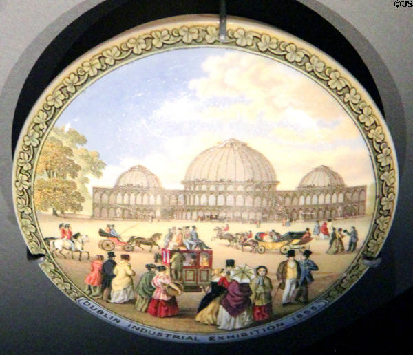 Dublin Industrial Exhibition (1855) ceramic jar lid at National Museum of Scotland. Edinburgh, Scotland.