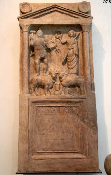 Roman altar to Jupiter (c100-200 CE) found near Croy Hill at National Museum of Scotland. Edinburgh, Scotland.