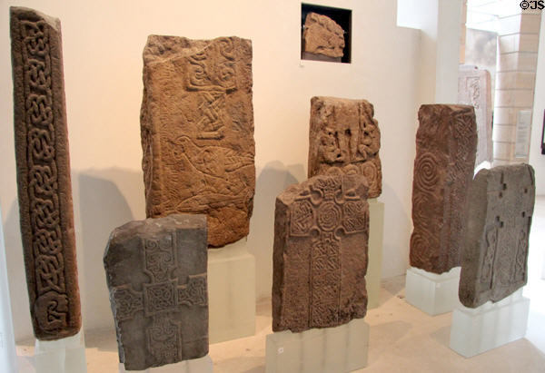 Pictish carved stones (c600-1000) at National Museum of Scotland. Edinburgh, Scotland.